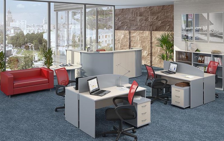 Комплект офисной мебели IMAGO четыре рабочих места, стол для переговоров в Великом Новгороде - изображение 1